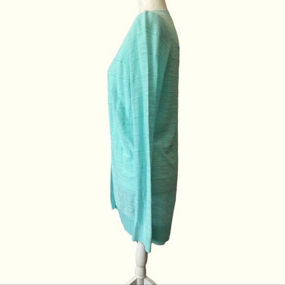 NWT Loft Outlet Mint Green Slub Cotton Open Front Sweater Cardigan Large Reg $49 - Picture 2 of 13